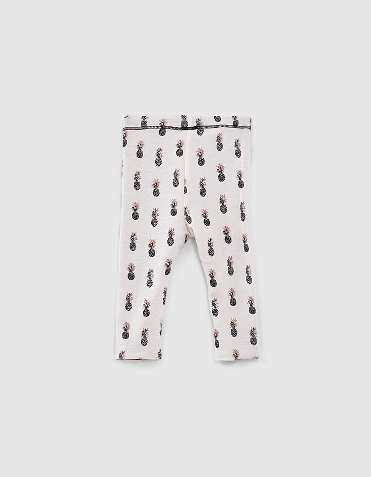 Leggings réversible mastic ananas et noir bébé fille-4