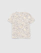 Ecru T-shirt biokatoen all-over lijntekeningen jongens-3