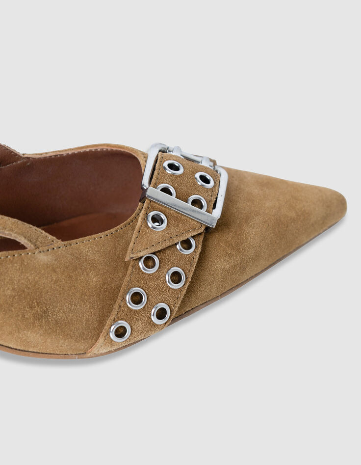 Camel su&egrave;de pumps Dames-5
