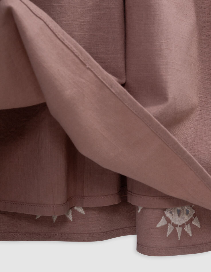 Robe rose broderies épaules et devant fille-8