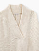 Poncho maille tricot côtelée femme-3