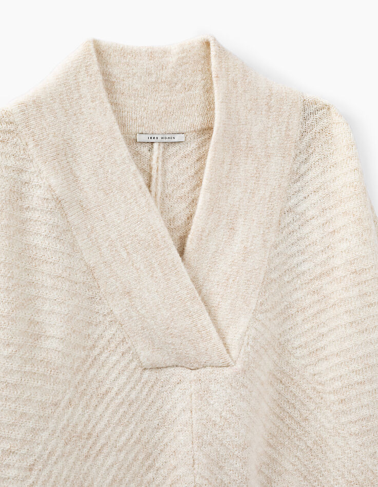 Poncho maille tricot côtelée femme-3