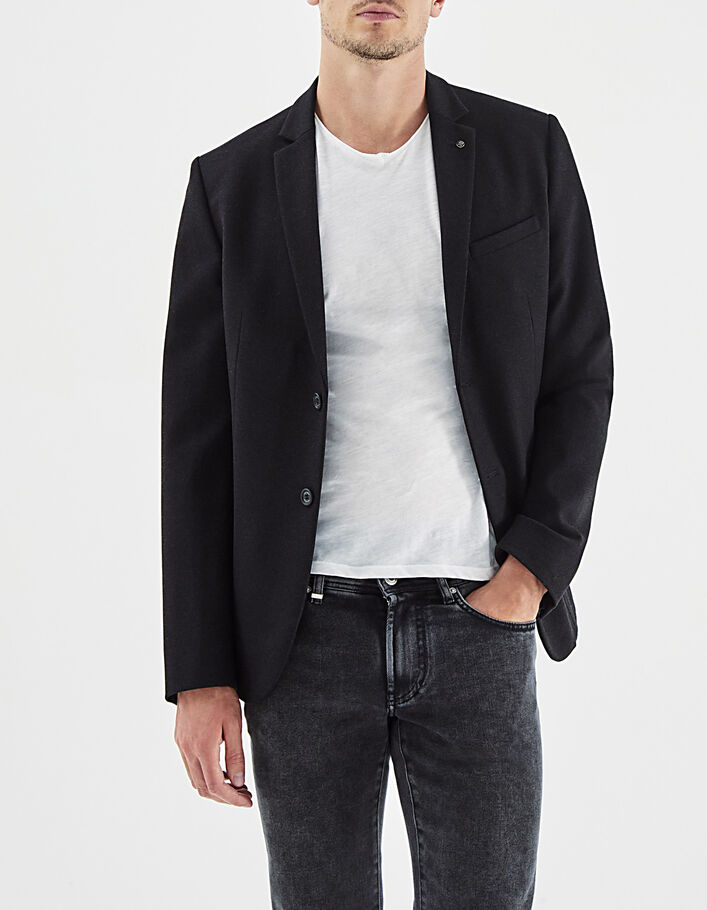 Men’s charcoal grey semi plain knit IKKS BETTER jacket - IKKS