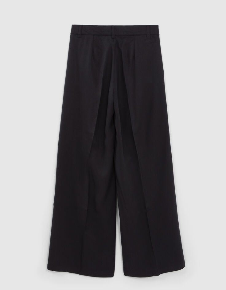 Girls’ black Lyocell® wide trousers with darts-4