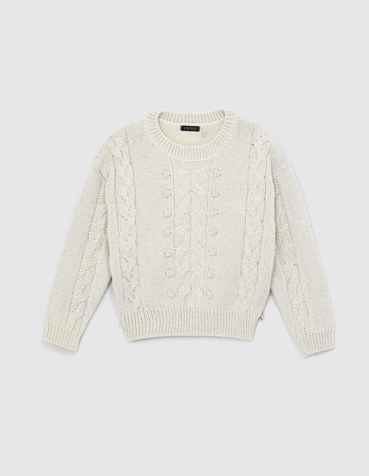 Silberfarbener M&auml;dchentwiststrickpullover-1