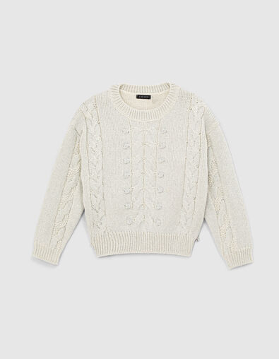 Girls’ silver cable knit sweater - IKKS