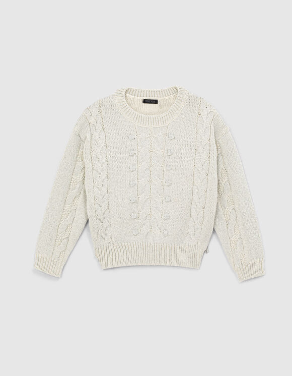 Girls’ silver cable knit sweater
