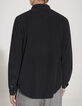 Schwarzes REGULAR-Herrenhemd aus fein gestreiftem Velours-2