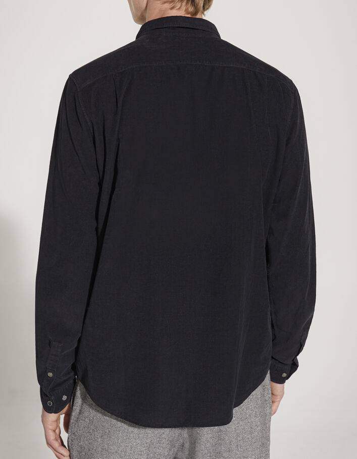 Zwarte REGULAR overhemd fijne ribfluweel Heren - IKKS