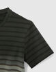 T-shirt kaki motif rayures sur effet deep dye gar&ccedil;on-5