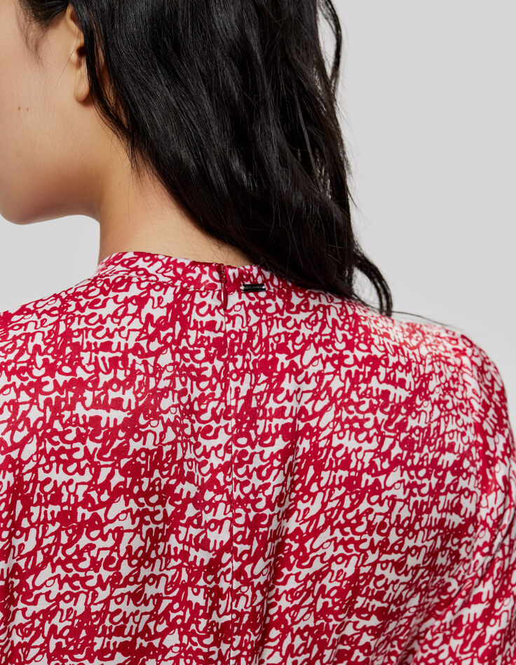 Rode midi-jurk tagprint Dames-3