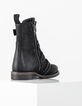 Women&rsquo;s black 4-buckle and studs leather combat boots-3
