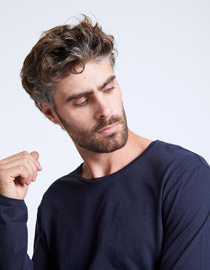 Tee-shirt marine manches longues Homme-4