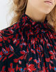 Vestido rojo floral rock cuello fruncido mujer-3