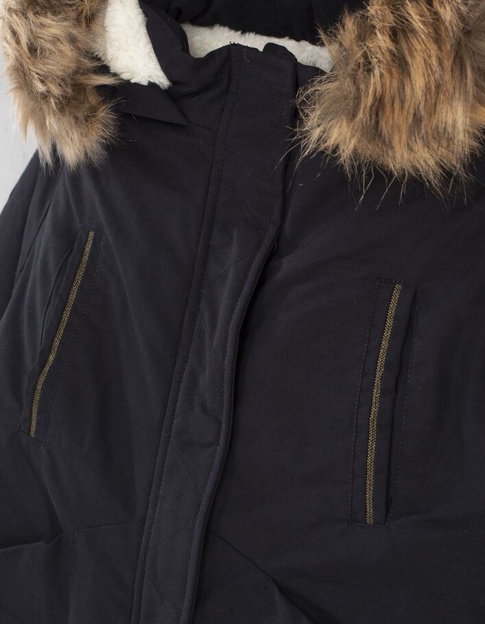 Parka 2 en navy y chaqueta acolchada fina dorada niña