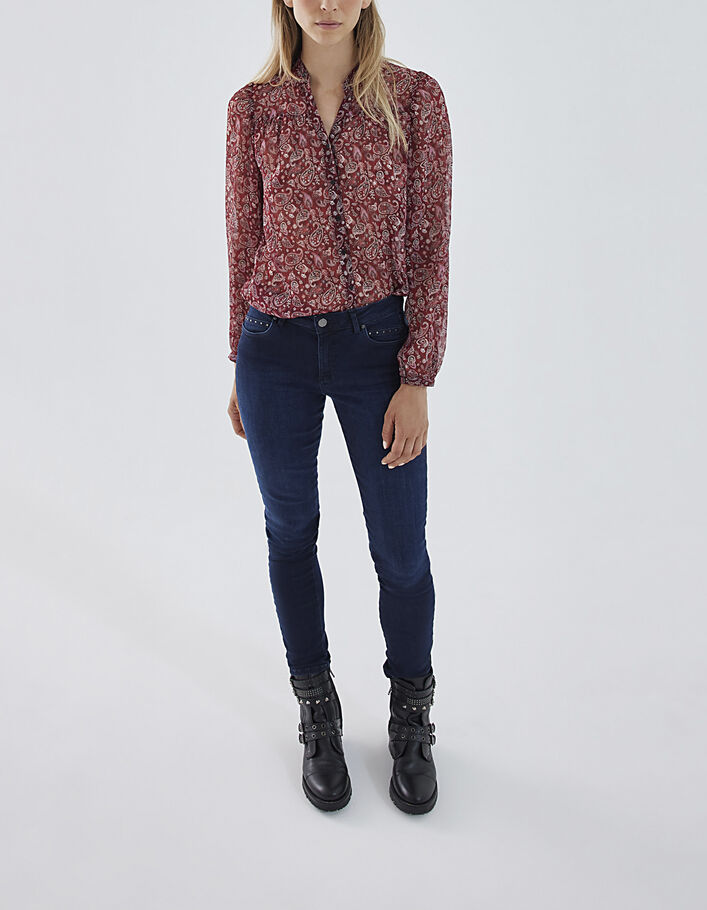 Voile damesblouse met metallic paisleyprint-6