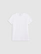 Tee-shirt écru col rond broderie chevrons dos Femme-5