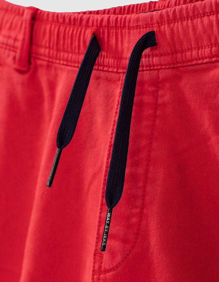 Bermuda rouge moyen à ceinture élastiquée garçon-4