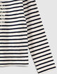 Tee-shirt marinière brodée tête de mort fille-6