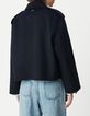 Manteau court marine en laine sans fermeture Femme-3