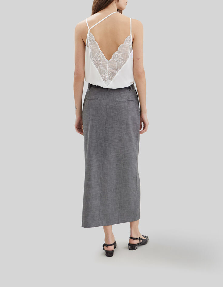 Pure Edition-Lange zwarte faux-uni rok Dames-2