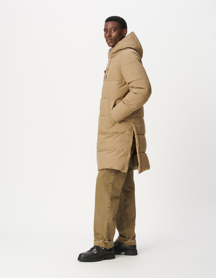 Lange beige pufferjas WATERPROOF Heren-2