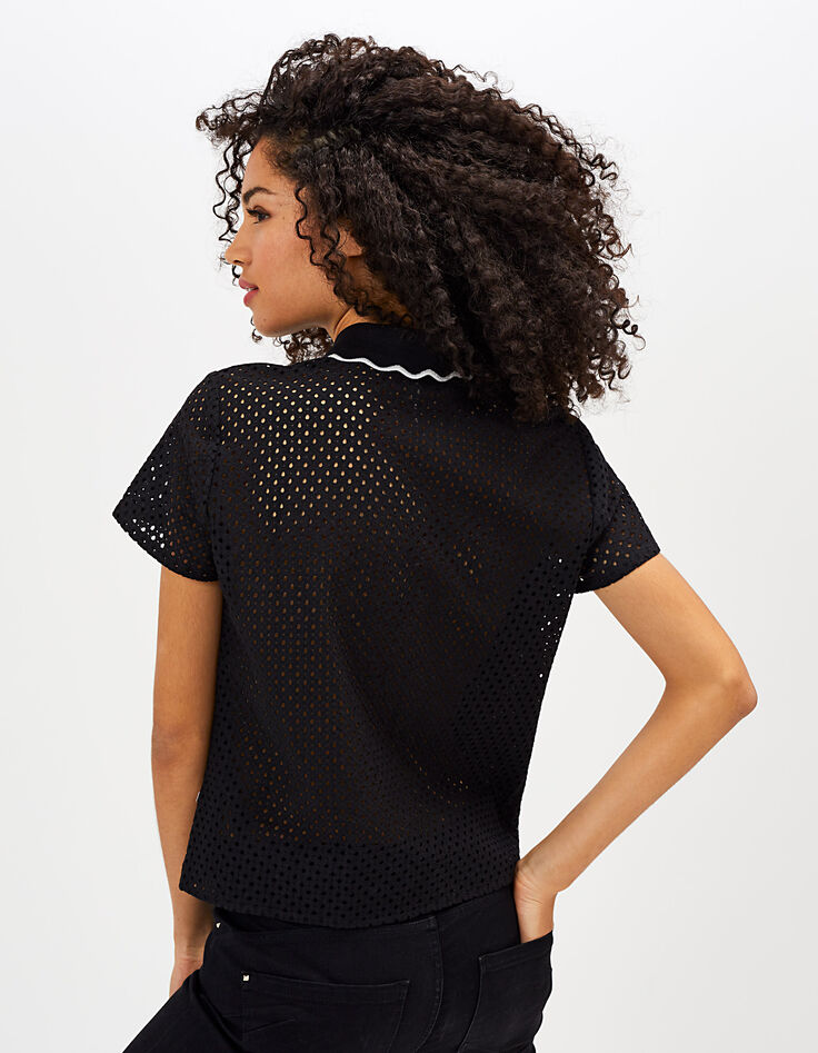 Zwarte top in ajour met rits I.Code-3
