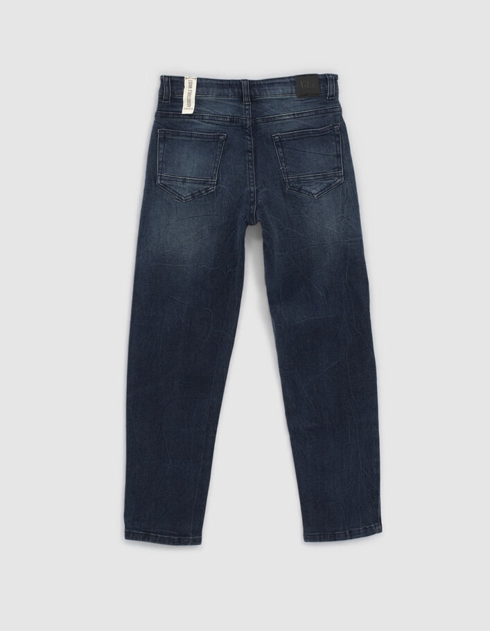 Boys’ vintage blue straight jeans with placed wear - IKKS