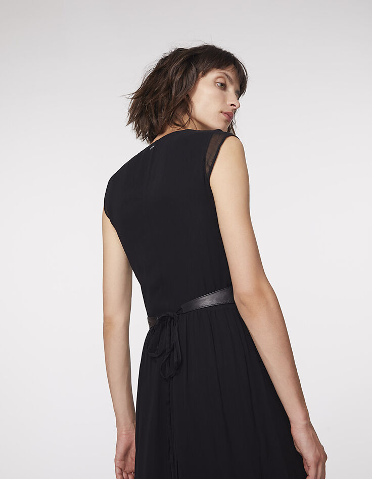 Langes 2-in-1-Damenkleid mit Lammlederweste-5