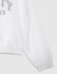 Girls' off-white sweatshirt with silver glitter slogan-4