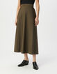 Falda larga caqui tafet&aacute;n mujer-2