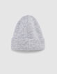 Gorro de punto gris para mujer estampado chevron bordado-2