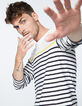 Camiseta marinera blanco roto, navy y amarillo Hombre-1