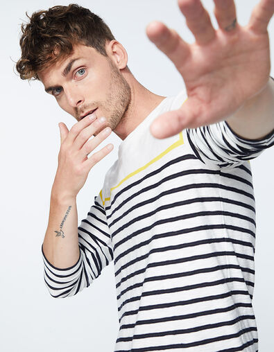 Camiseta marinera blanco roto, navy y amarillo Hombre - IKKS