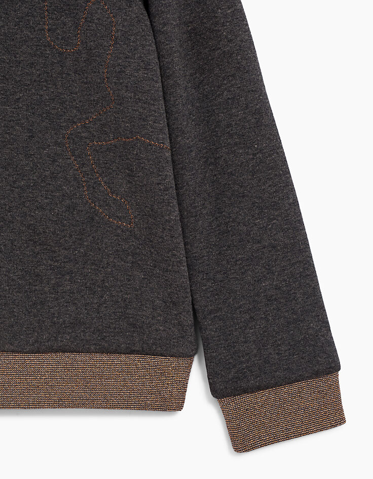 Sweat gris et cuivré brodé fille-6