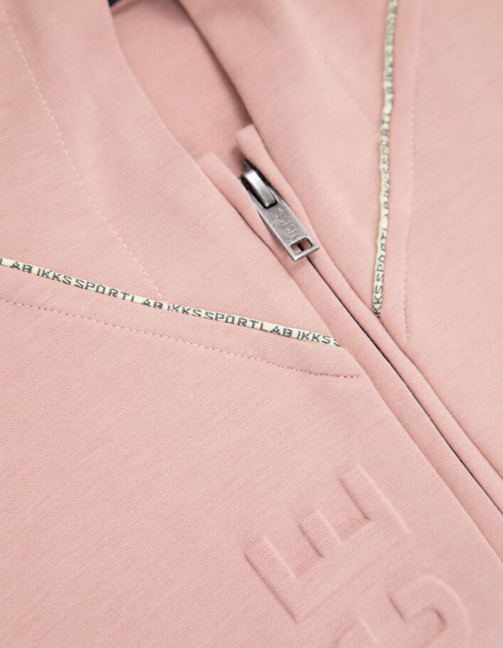 Rosa Crop-Mädchensweatjacke mit Prägung-7