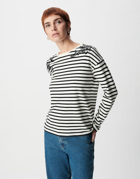 Mujer camiseta marineras de algod&oacute;n org&aacute;nico con bordado en el hombro - IKKS