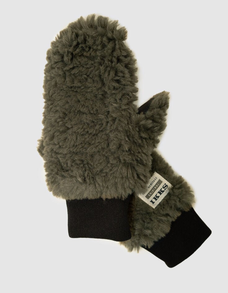 Khaki Jungen-Sherpahandschuhe-4 Khaki Jungen-Sherpahandschuhe-4