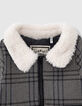 Manteau noir motif prince-de-galles brodé dos bébé fille-3