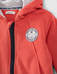 Baby boys’ orange cardigan with glasses visor hood-3