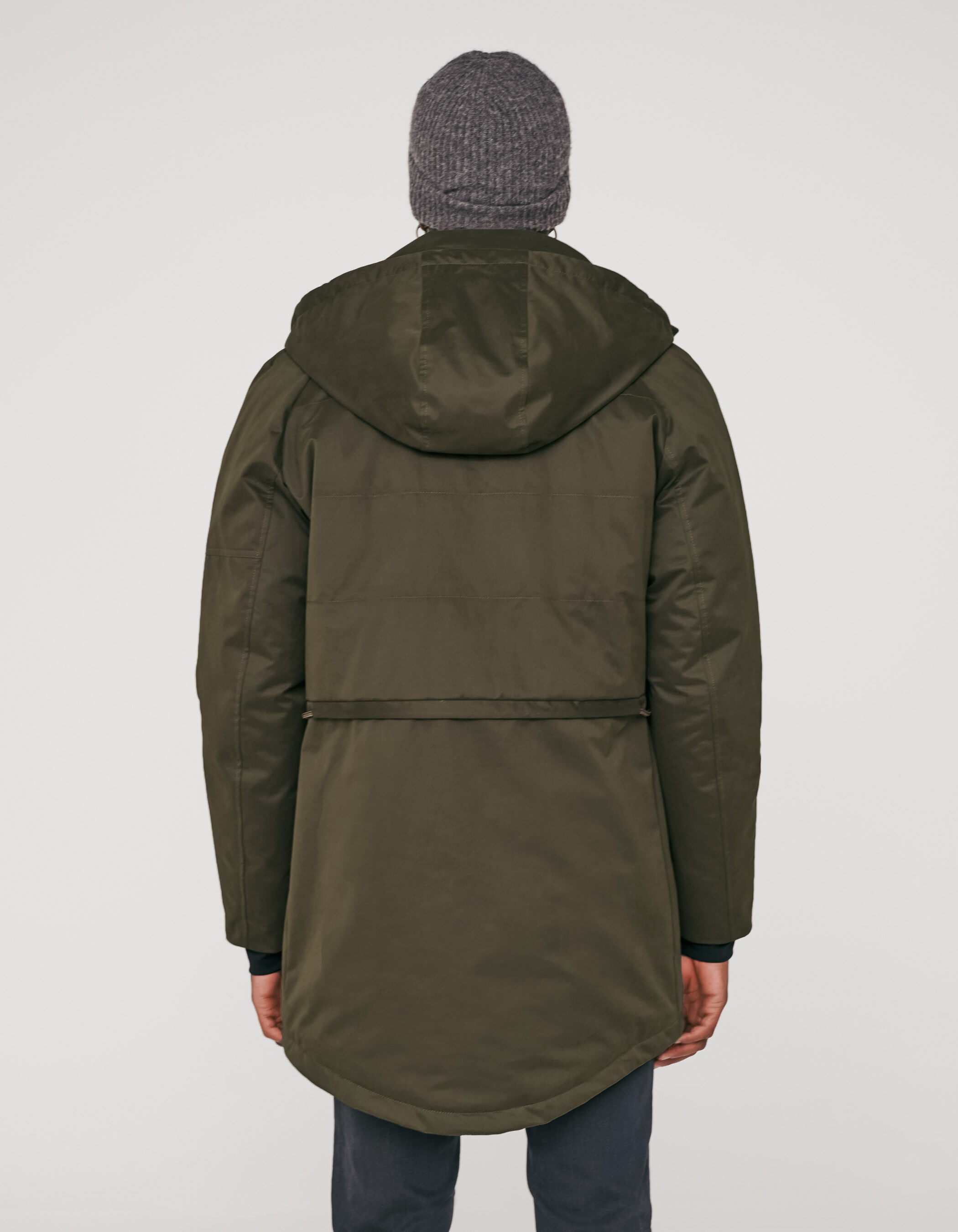 Men s khaki parka with quilted satin lining