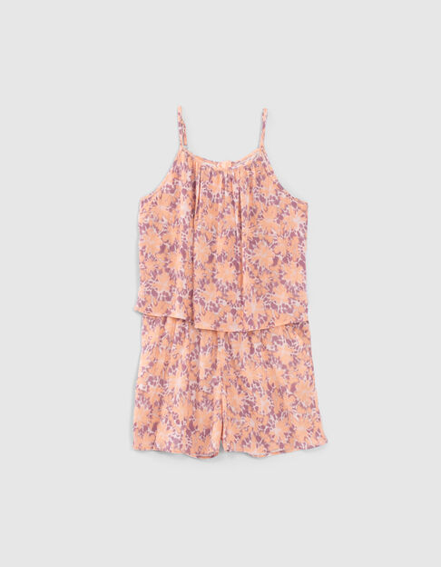 Girls’ violet psychedelic flower print playsuit - IKKS