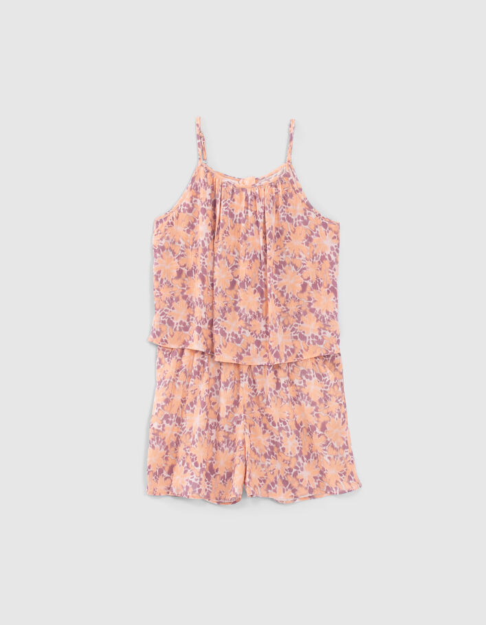 Girls’ violet psychedelic flower print playsuit - IKKS