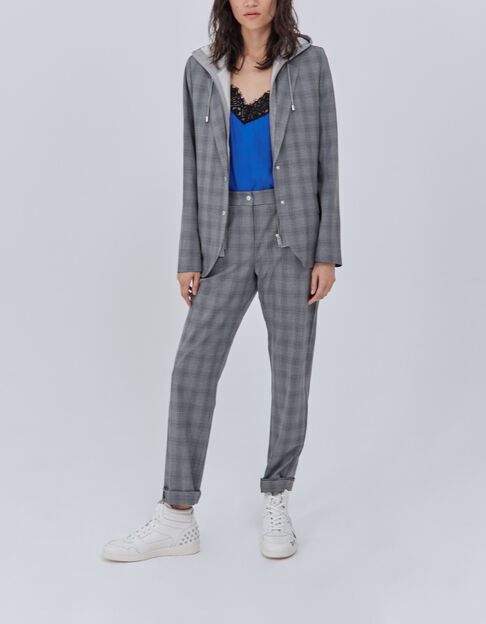 Women’s checked suit jacket with hooded facing - IKKS