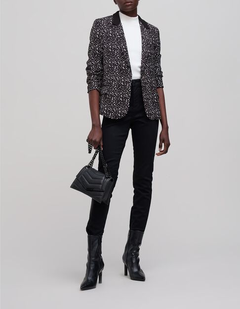 Damesblazer met zwarte rock tachistprint - IKKS