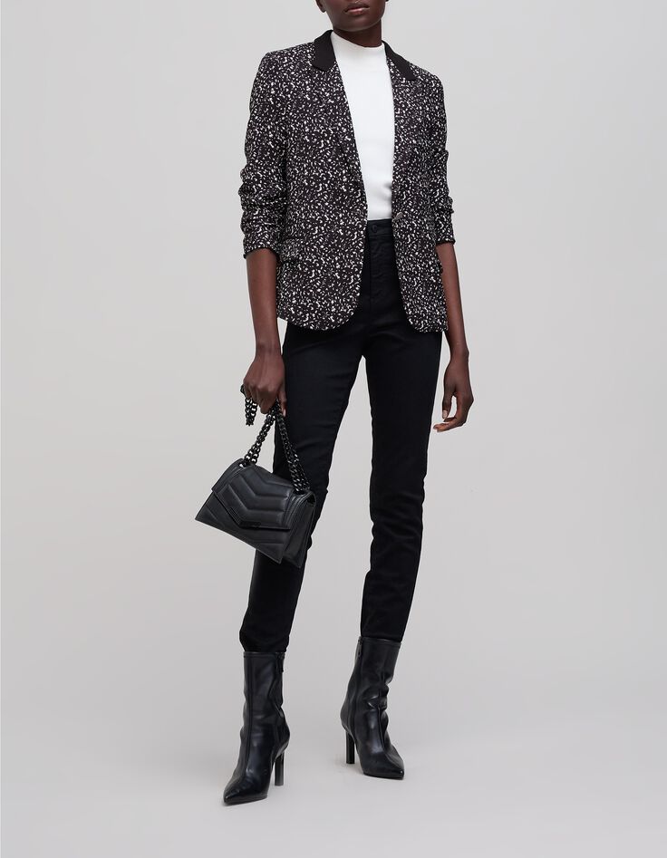 Women's black rock tachist print suit jacket-1