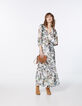 Robe longue en voile créponné jungle parrots blanc cassé-6