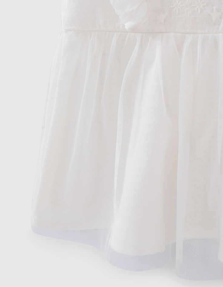 Robe tutu blanc cassé bi matière à volants bébé fille-4 Robe tutu blanc cassé bi matière à volants bébé fille-4