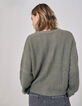 Women’s khaki knit cardigan with stitch detail and chains-2