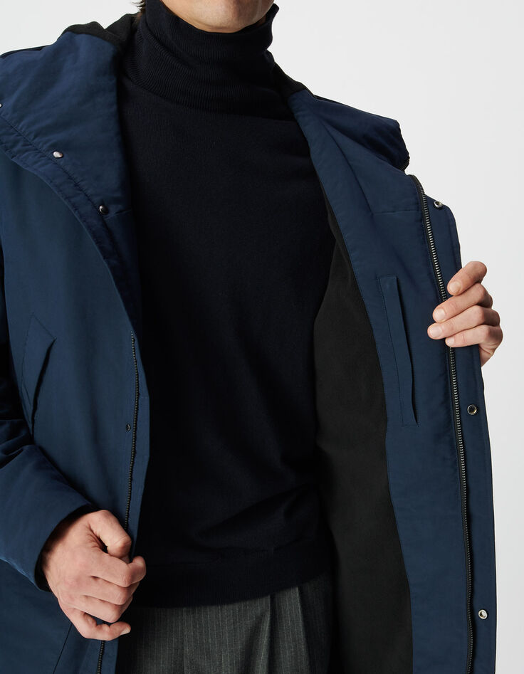 Herenparka met fleecevoering in marineblauw-6